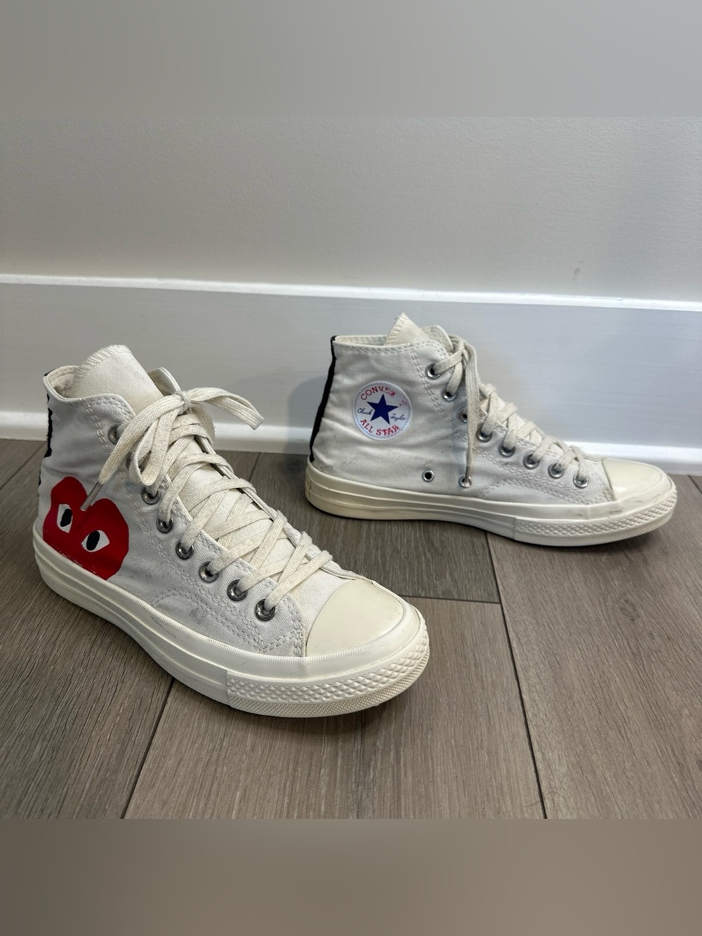 Converse x Comme des Garcons Men’s 7 CDG Play All Star Chuck Hi White Women’s 9